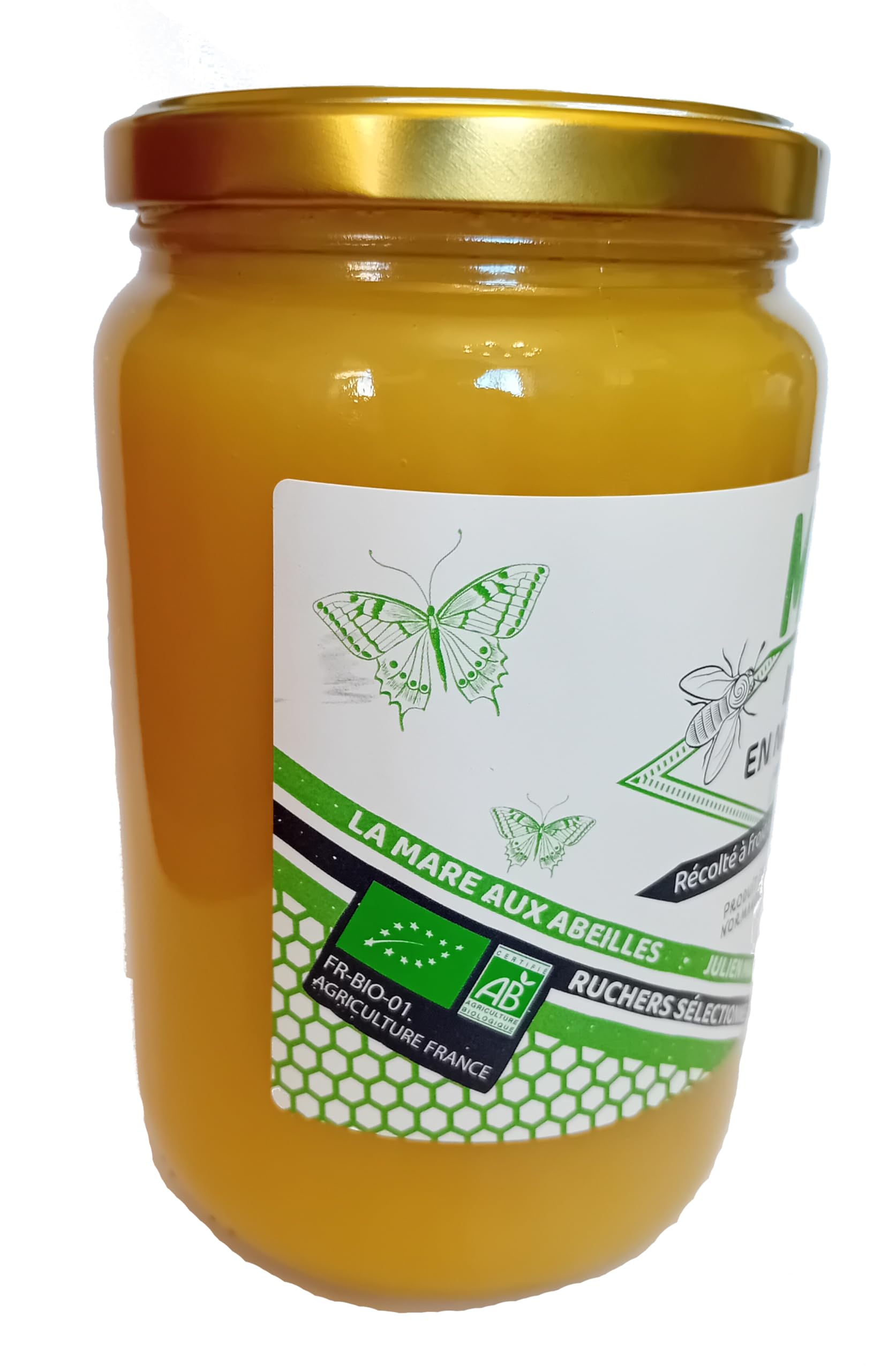Miele biologico della Normandia (1 kg), deliziosamente cremoso e raccolto a freddo | origine Francia | certificato BIOLOGICO | Naturale | Non riscaldato | Non pastorizzato | La Mare aux Abeilles.