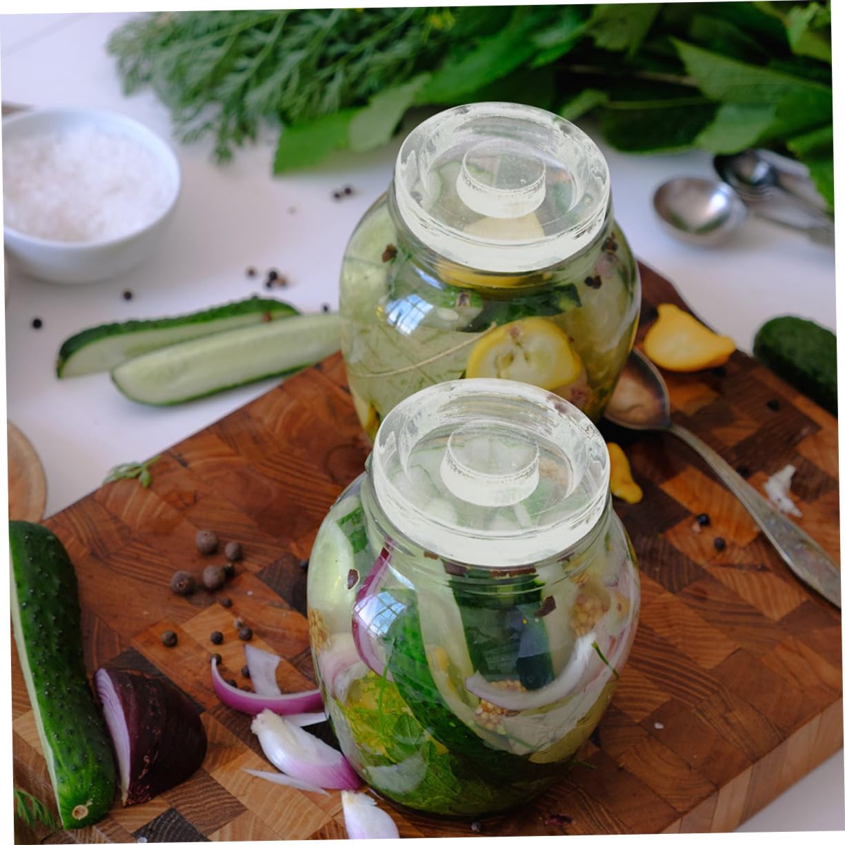 Luxshiny 4stücke Mason Jar Deckel für Gläser Haushaltsdeckel mit Gewichten Gärverschlüsse für Einmachgläser Sauerkrautdeckel Küchenbedarf