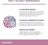 Vista 8 de BioEmblem Complejo triple de magnesio y enzimas digestivas para músculos, nervios, Energ y absorción de nutrientes y apoyo digestivo
