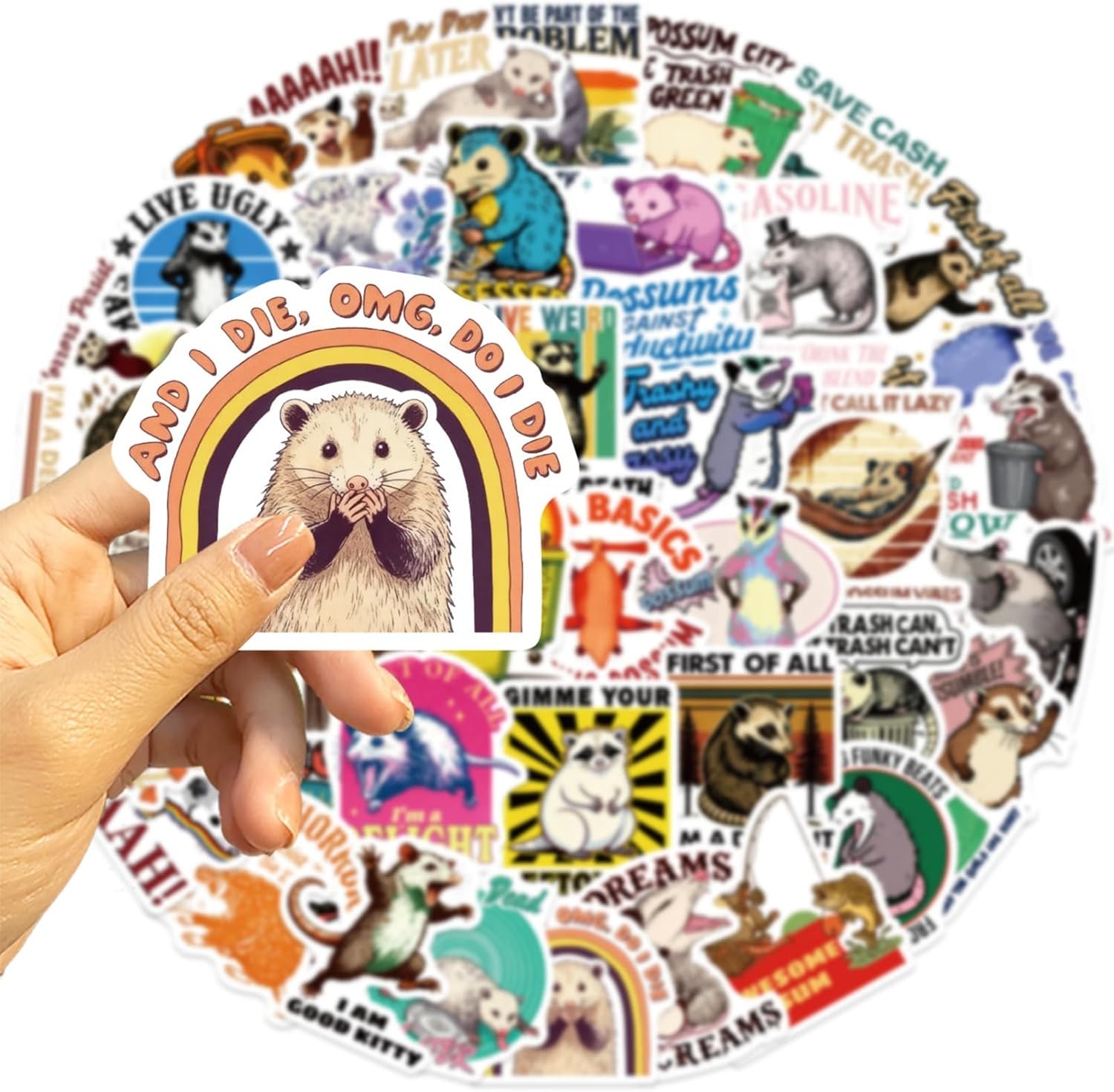 50PCS Funny Opossum Stickers, Cute Oppossum Stickers image 2