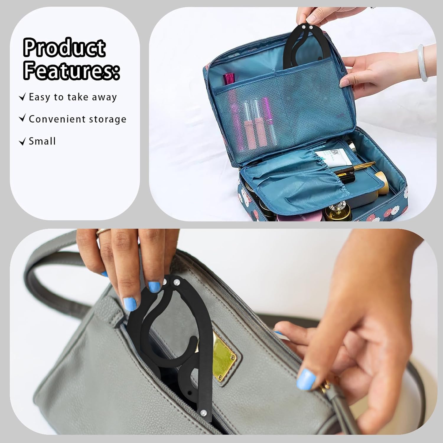 6PCS Portable Folding Clothes Hangers Clothes Drying Rack for Travel (Black) - Image 3