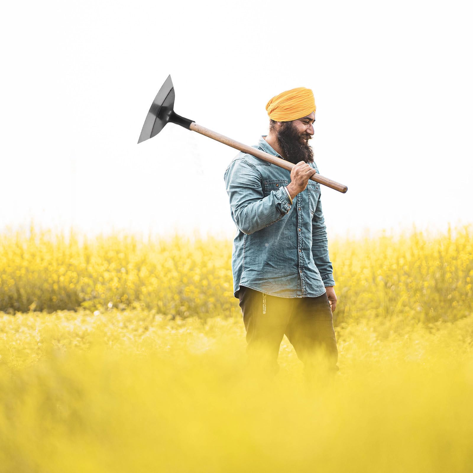 SHINEOFI Azada para Desherbar de Jardín de Acero Resistente Diseño Clásico, Herramienta Versátil para Cavar y Aflojar la Tierra en Plantación y Jardinería