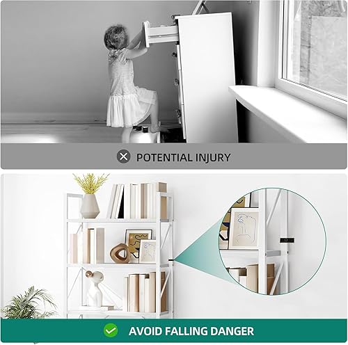 Miniatura 9 de YITAHOME Estantería de 5 niveles, moderna estantería blanca, organizador de libros, estante de almacenamiento de exhibición, estantes de pie para