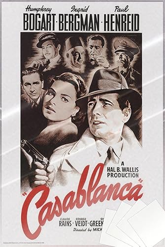 Miniatura 7 de Casablanca - Póster de película (estilo regular, color blanco) (tamaño: 24" x 36") Sin marco, multicolor,Laminated Poster,Tiras laminadas para