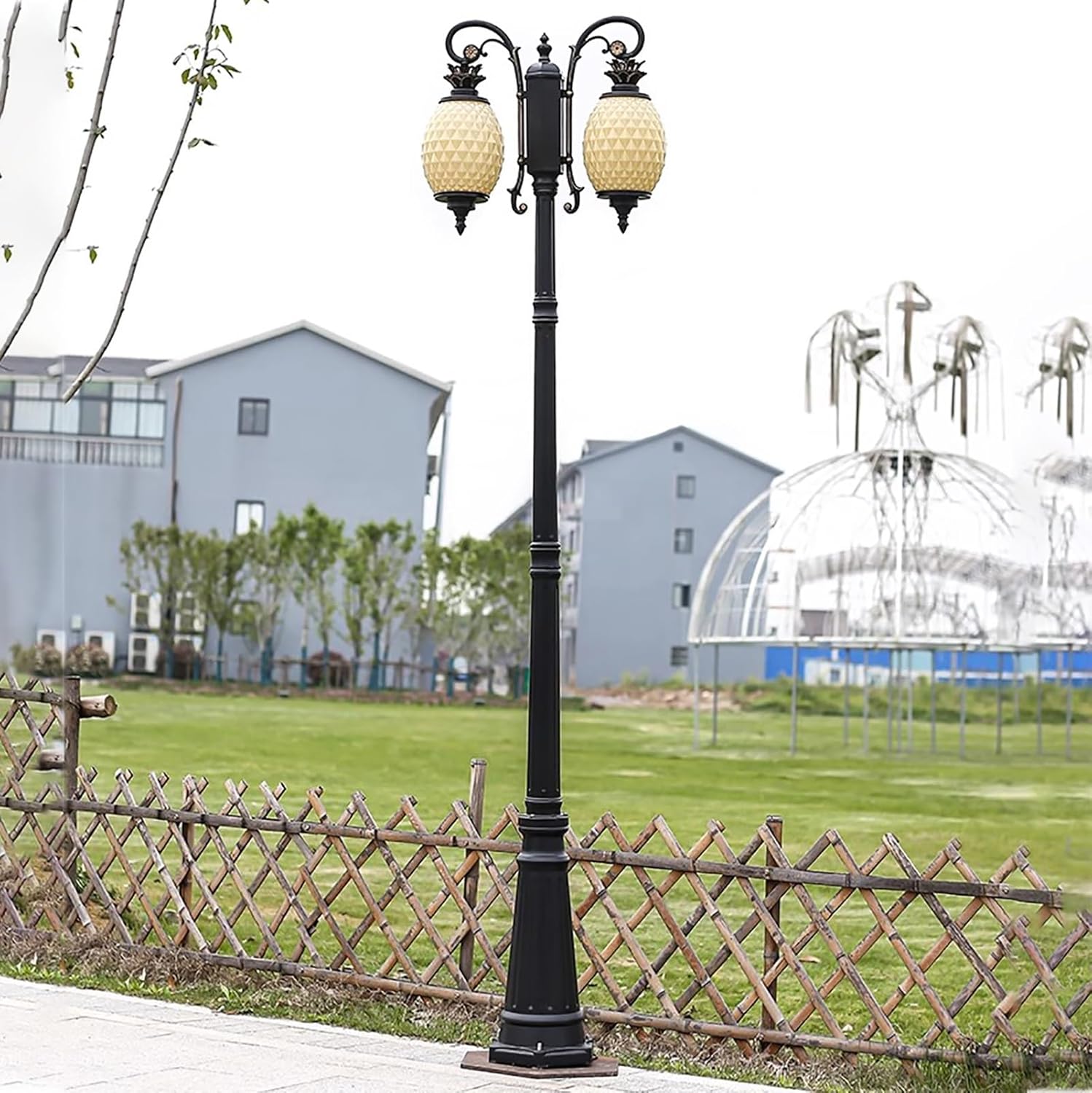 DOSSAE Decorative Floor Lamp Vintage,Lamp Posts Outdoor Lighting,Waterproof Black Outside Street Light Electric Lantern,with Clear Glass Panels - Black,for Backyard, Patio, Garden.