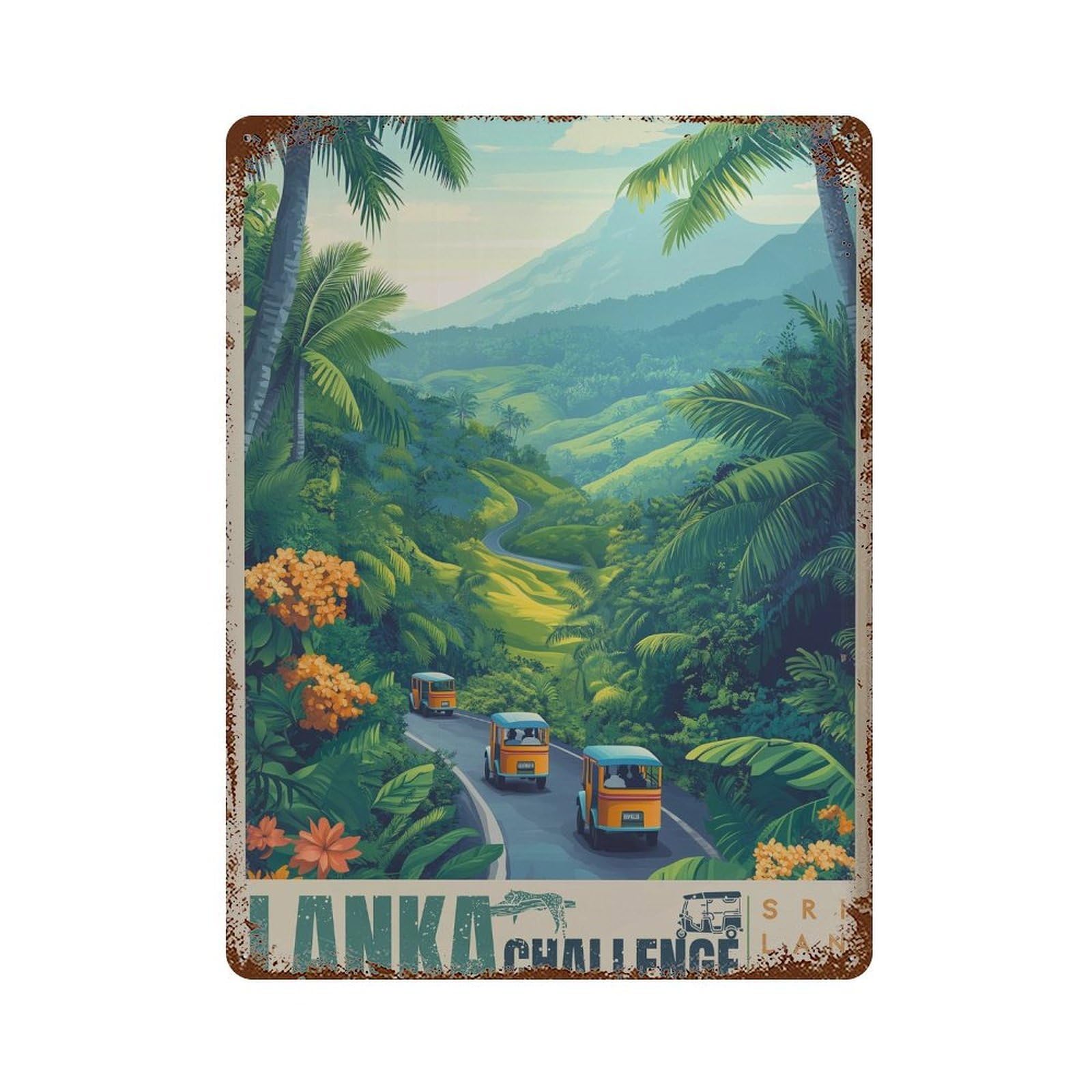 xiaoxiaoshen Sri Lanka Travel Tuk Tropical Wall Decor Art Metal Tin Poster Modern Home Decor Art Home Bar Shop Decorations Vintage Sign 40x30cm