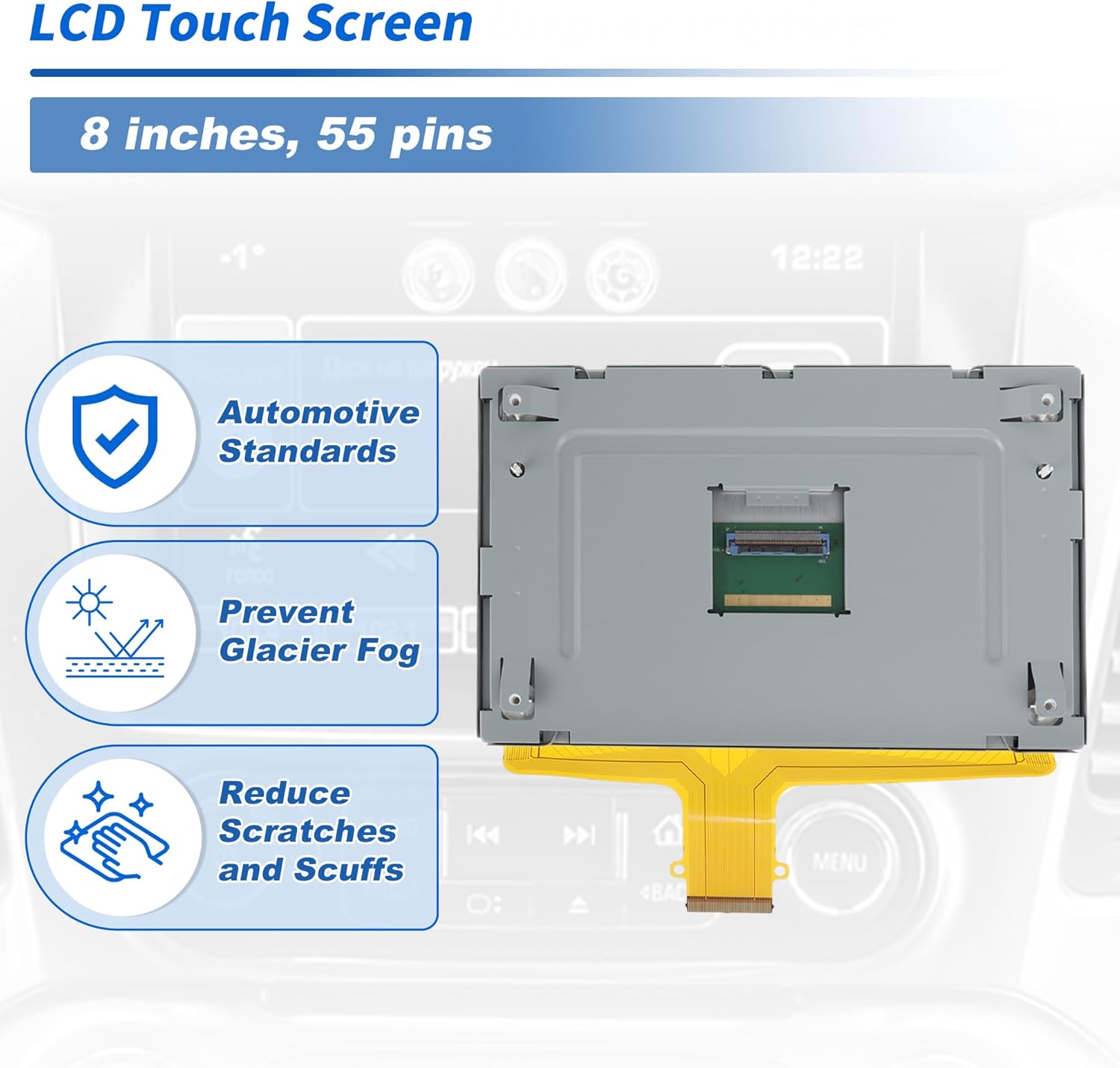 Motoforti No.DJ080PA-01A 8" LCD Touch Screen Display Glass Digitizer for Chevrolet 2015-2018 Navigation Radio Replacement Display for GMC Yukon 2015-2018 No.DJ080PA-01G/DJ080EA-01N