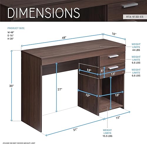 Miniatura 3 de Techni Mobili Estación de trabajo de oficina en casa con escritorio de almacenamiento, espresso