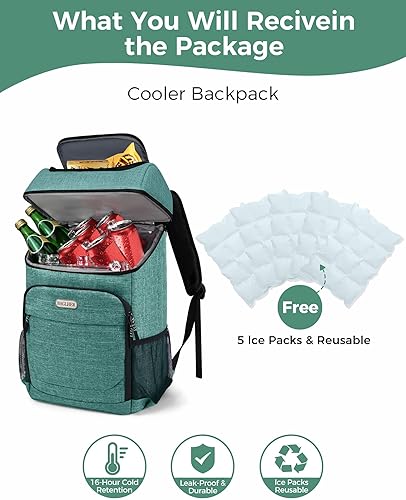 Miniatura 55 de BAGLHER Mochila Nevera Térmica Ligera Aislada - 30 Latas, A Prueba de Fugas para Almuerzo, Picnic, Senderismo, Viajes de Campamento Núcleo