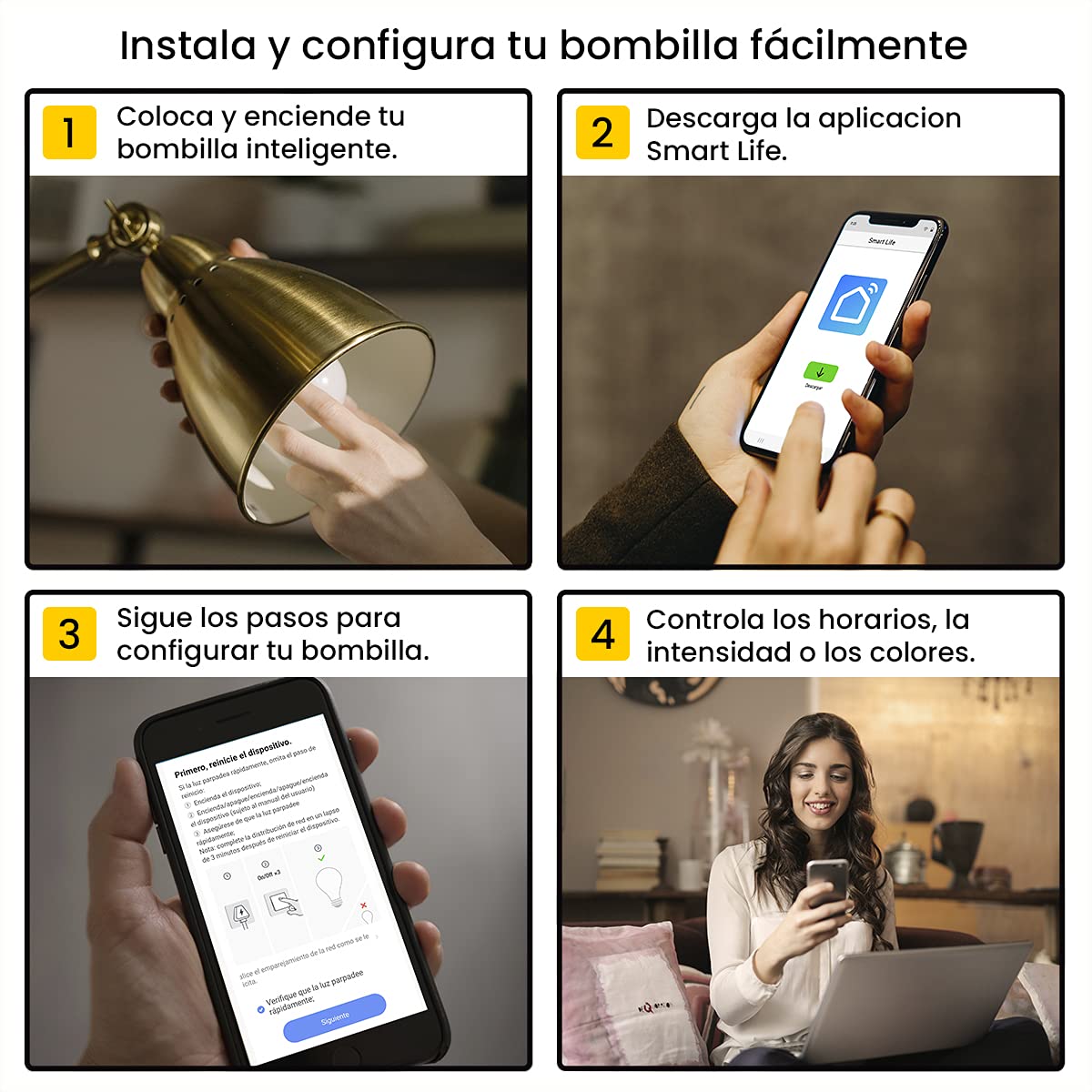 PRENDELUZ Intelligente Kerzenlampe, RGB, 5,5 W, E14, Smart Kerzenlampe, 4er-Pack