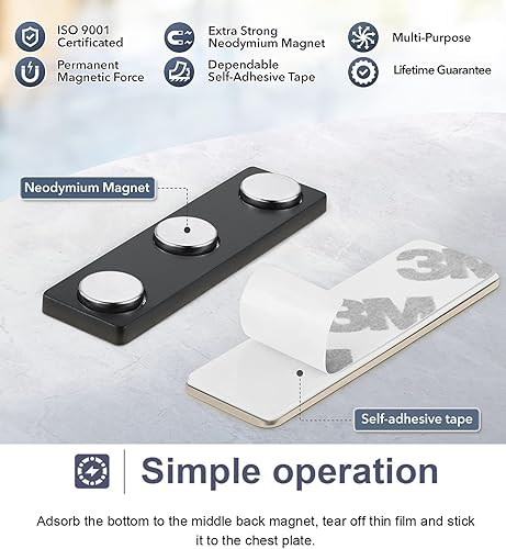 Miniatura 5 de Paquete de 3 soportes magnéticos para estudiantes de aula, trabajadores de oficina, insignias de identificación fuertes reutilizables con respaldo