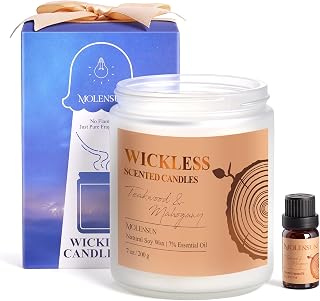 Teakwood & Mahogany Wickless Candle for Candle Warmer Lamp with 10ml Essential Oil for Custom Aroma, Flameless Non-Toxic Soy Scented Candle for Home, Birthday Gift for Men & Women