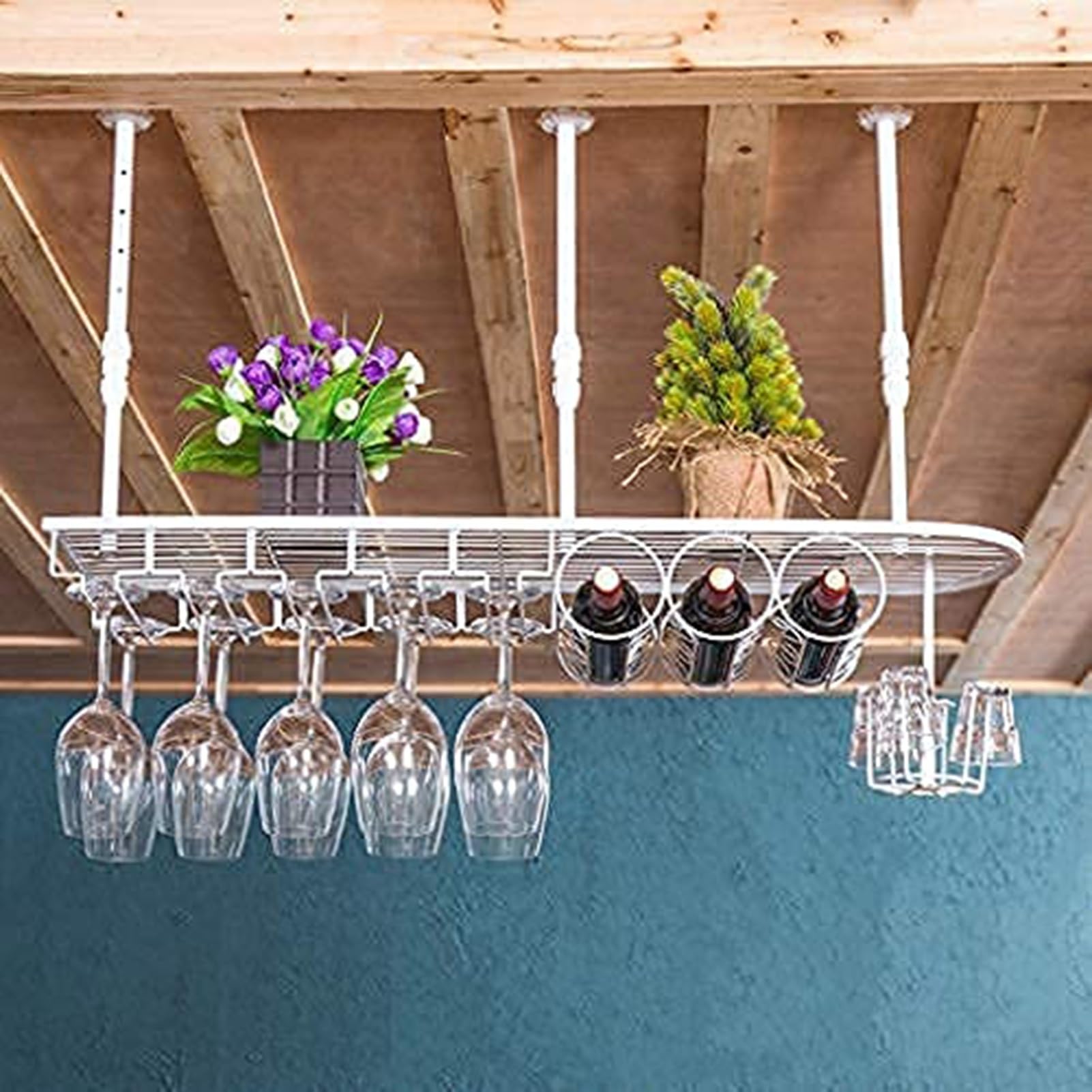 Étagère murale pour verres à vin anti-chute et gain de place