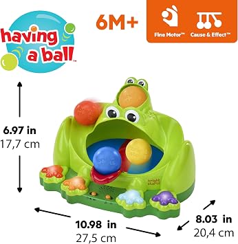 Bright Starts Poppinball Frog Ball Play Toy Launching Bouncing Ramp Racer Toy Crawl & Chase Uni 6+ Months