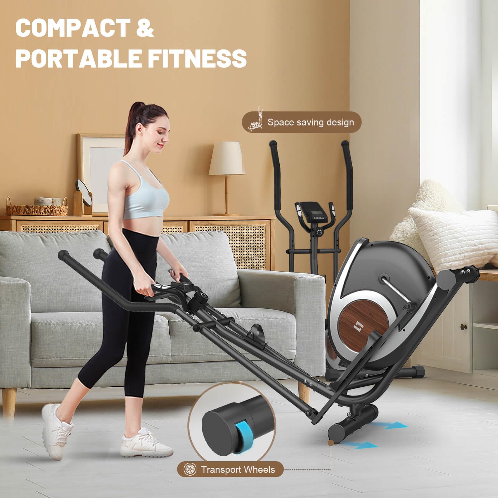 Crosstrainer für Zuhause, 16 Widerstandsstufen Ellipsentrainer mit Bluetooth APP-Connect und LCD-Display, Pulsmessung, Heimfitness Elliptical Stepper