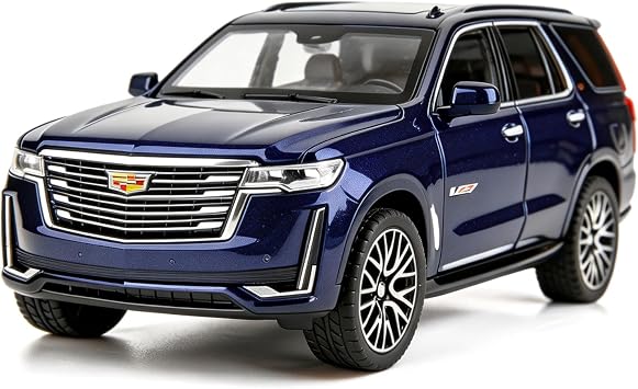 124 Scale Car Model Compatible for Collectible Escalade SUV Diecast Toy Vehicle, Zinc Alloy Pull Back Toy Car with Sound and Light for Adult Boys Girls 3 4 5 6 7 8 Blue