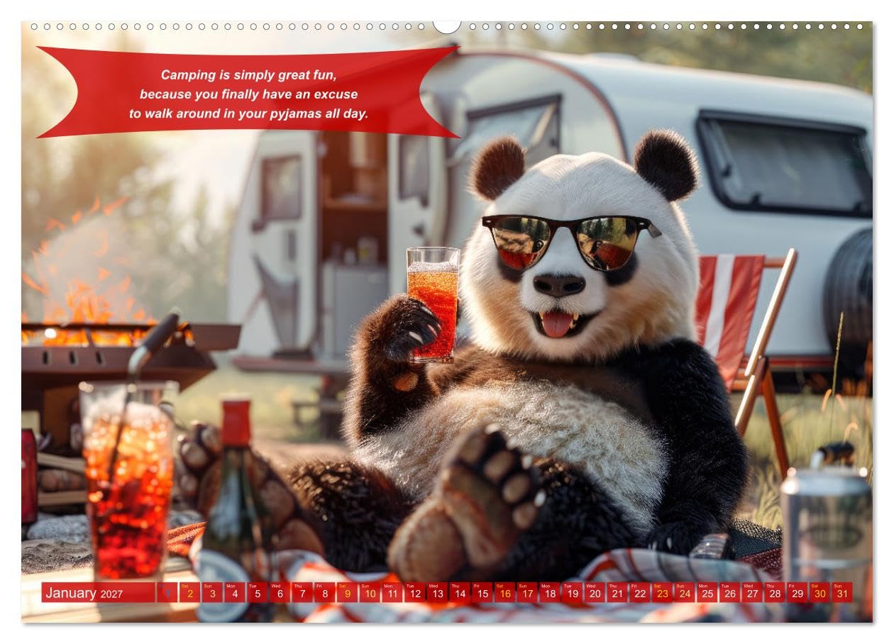 Funny charming animals as campers (Wall Calendar 2027 DIN A2 landscape), CALVENDO 12 Month Wall Calendar: Funny animals enjoy the camper lifestyle with humorous slogans