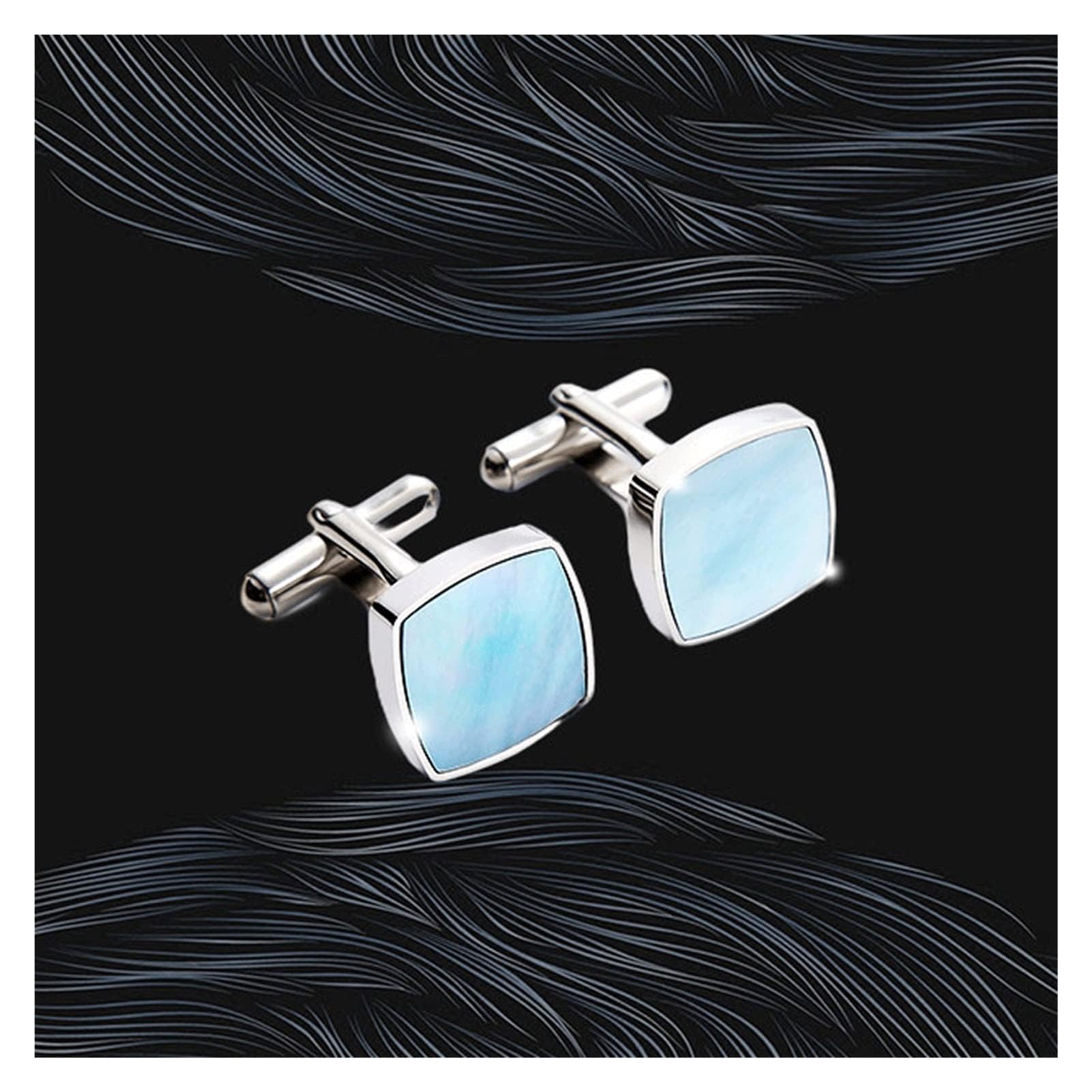 Gemelli da Uomo Gemelli Conchiglia Naturale Conchiglia a Farfalla Blu Confezione Regalo da Uomo Polsino per Camicia Gemelli per Abito da Camicia
