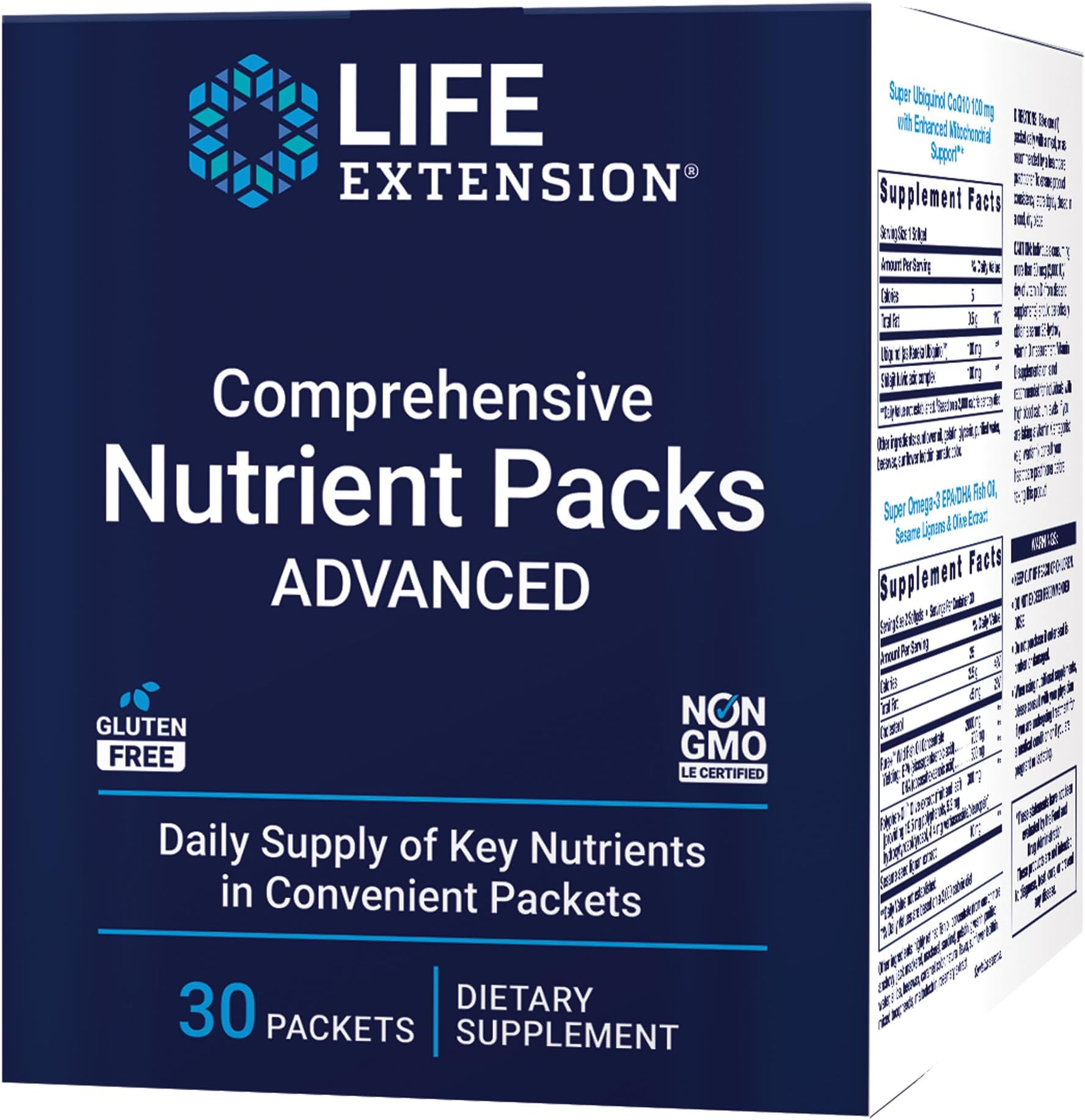 Comprehensive Nutrient Packs Advanced - Oil-based Nutrients - Multivitamin & Minerals Supplements with Omega-3, CoQ10 For Health And Longevity โ Gluten Free, Non-GMO - 30 Packets