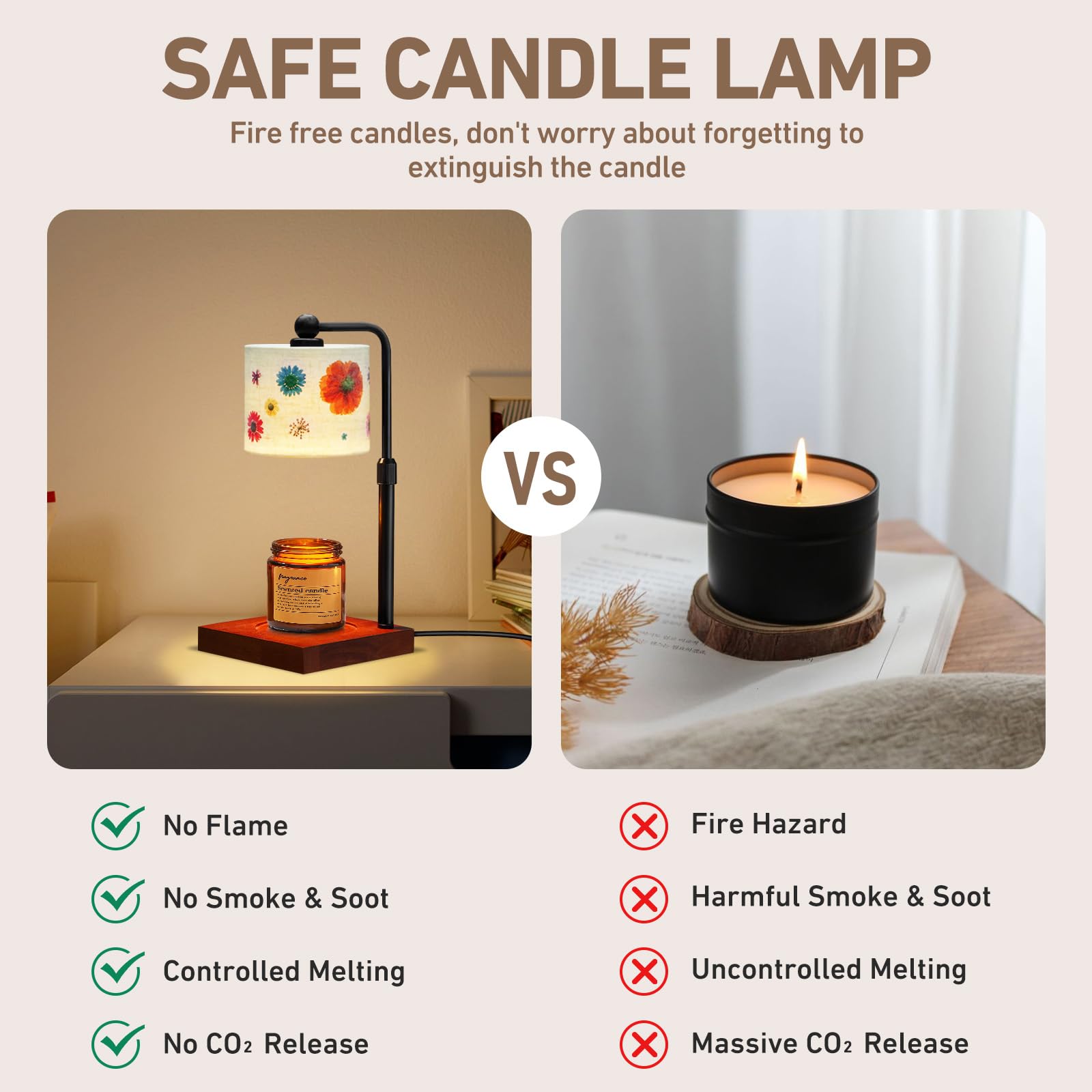 TLENEMOS Candle Warmer Lamp with Timer, Lamp Candle Warmer for Jar Candles Flower Candle Warmer, Adjustable Height Dimmable for House Warming Gifts New Home Bedroom Decor Mother's Day Gfit