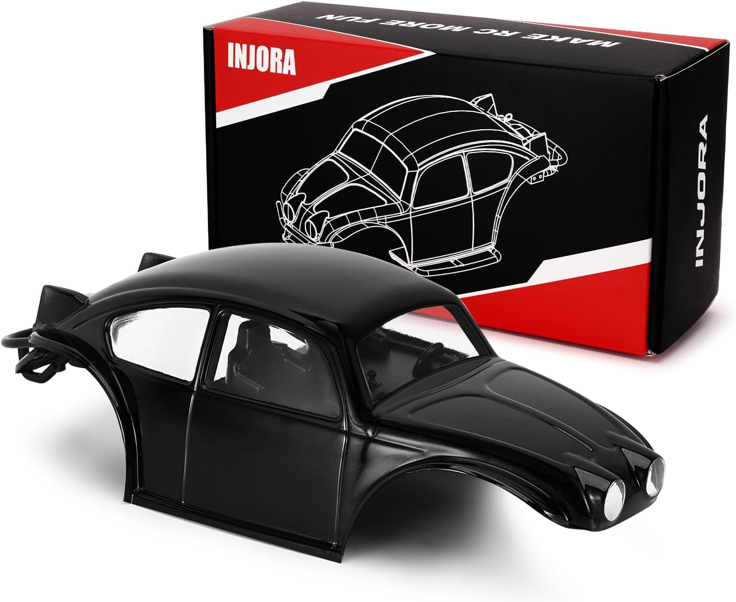 INJORA BUG18 Body with Interior for 1/18 TRX4M Universal LCG Chassis（Black）