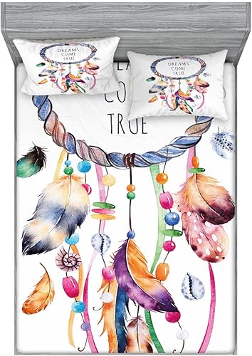 Miniatura 162 de Ambesonne - Juego de sábanas bajeras y fundas de almohada, diseño clásico botánico, plantas de jardín vintage, juego de 3 piezas con estampado