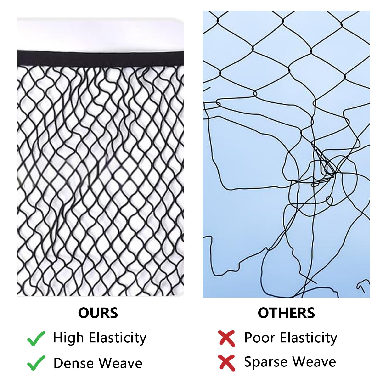 Filet de Chargement Elastique 1.2mx1.2m Filet de Cargaison Filet de Coffre de Voiture Filet de Bagages avec 6 Crochets Organisateur Filet de Rangement Voiture Maille pour Camions, SUV