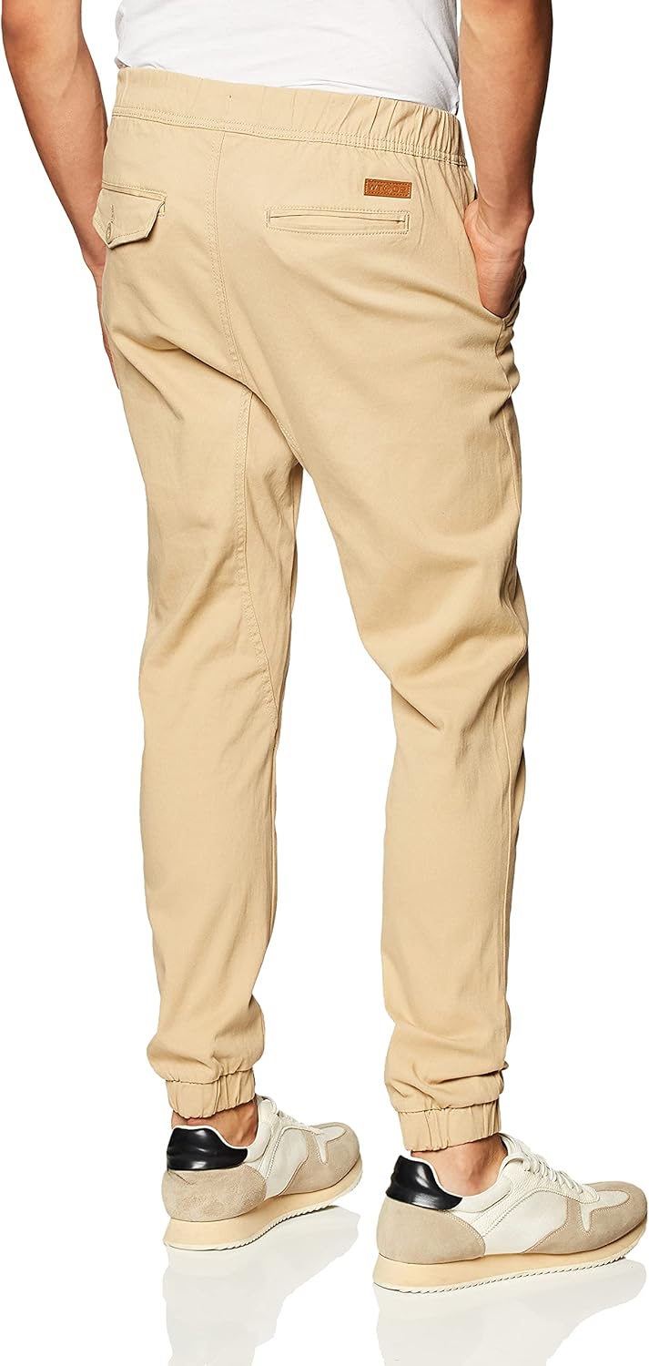 WT02 Mens Jogger Pants in Basic Solid Colors and Stretch Twill Fabric - Image 3