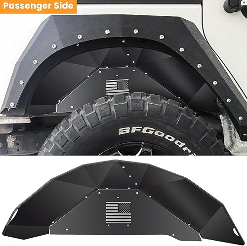 Miniatura 27 de Forros de guardabarros interiores delanteros para Jeep Wrangler JK JKU 4WD 2007-2018 Logotipo de la bandera de Estados Unidos resistente a