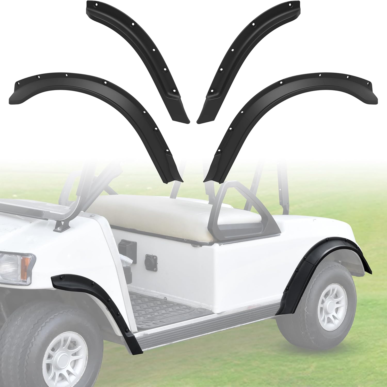 SAUTVS Front and Rear Fender Flares Compatible with Club Car DS 1993+ Golf Cart Accessories, Combined Mud Flaps Mud Guards for Club Car DS 1993+ Standard and Unmodified Golf Carts Body Only