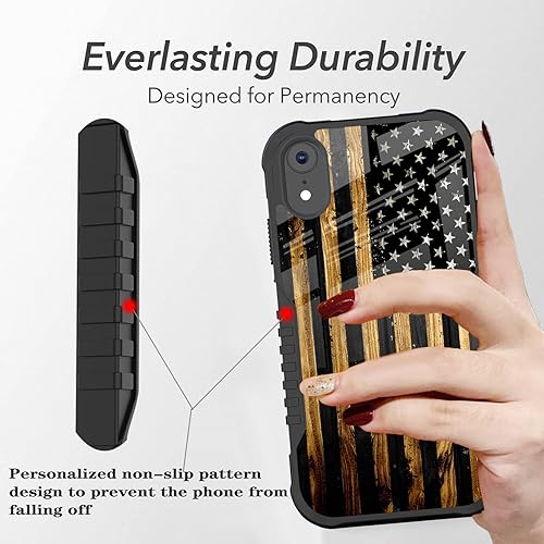Miniatura 9 de LANJINDENG Funda compatible con iPhone XR para hombres y mujeres, diseño de fútbol americano en fuego, a prueba de golpes, antiarañazos, caídas,