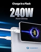 Vista 4 de Cable Matters Certificado Intel Cable Thunderbolt 4 de 40 Gbps de 3.3 pies con video 8K y carga de 240 W en blanco, 3.3 ft, compatible con USB4