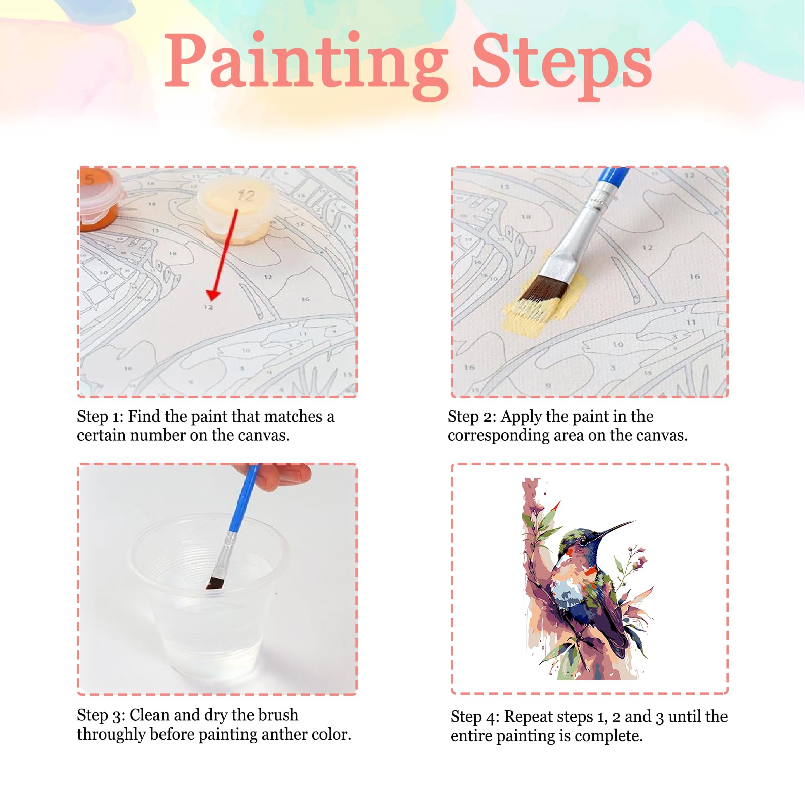 Kit Peinture Par Numéros Auremi Avec Cadre Bois - Animaux 20x30 Cm Pour Adultes Débutants - Idée Cadeau Relaxante Et Créative