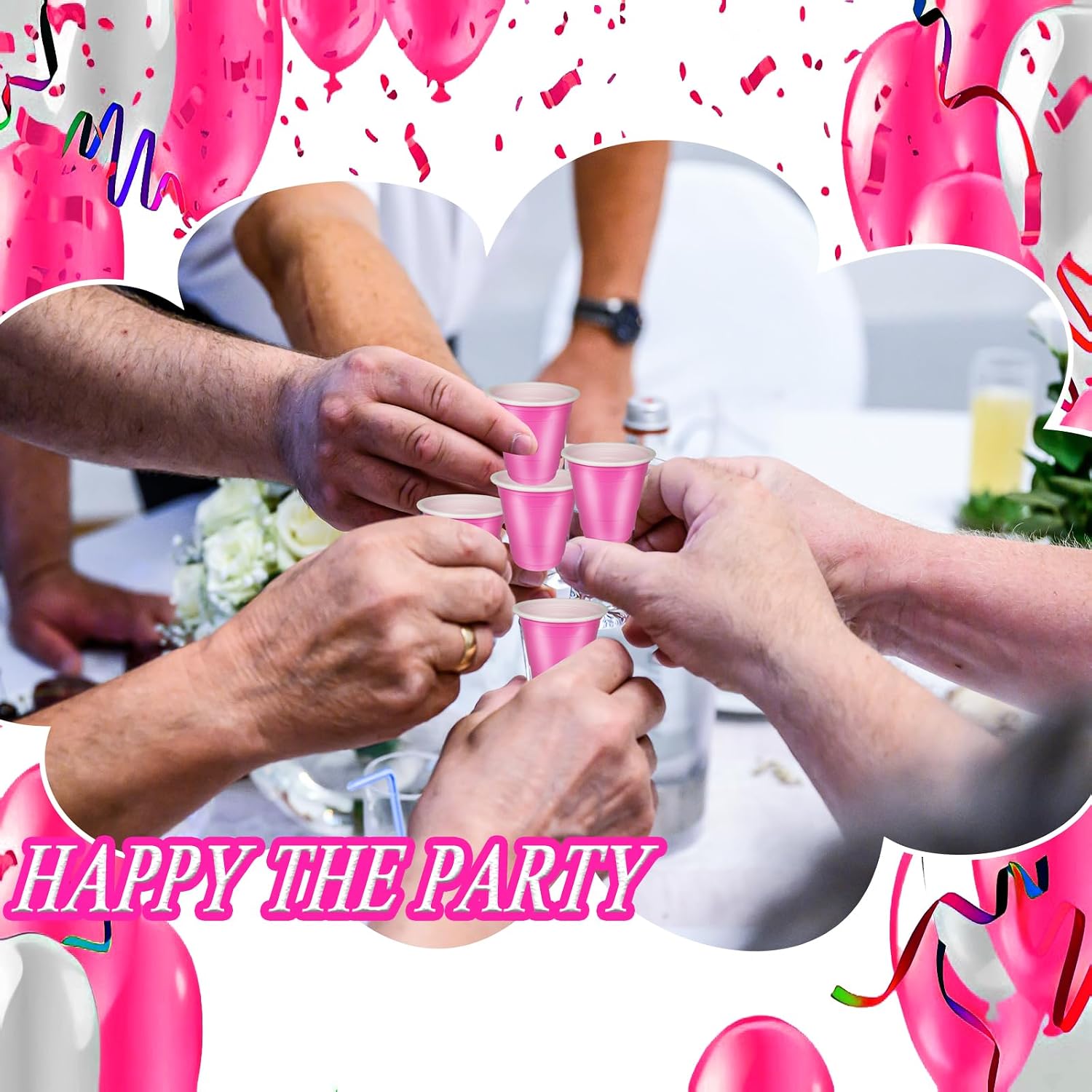 100 Pcs 2 oz Christmas Disposable Shot Glasses Plastic Mini Solo Shot Cups Small Jelly Wine Glasses Bulk for Birthday, Wedding, Festival Party Decorations Supplies (Pink)