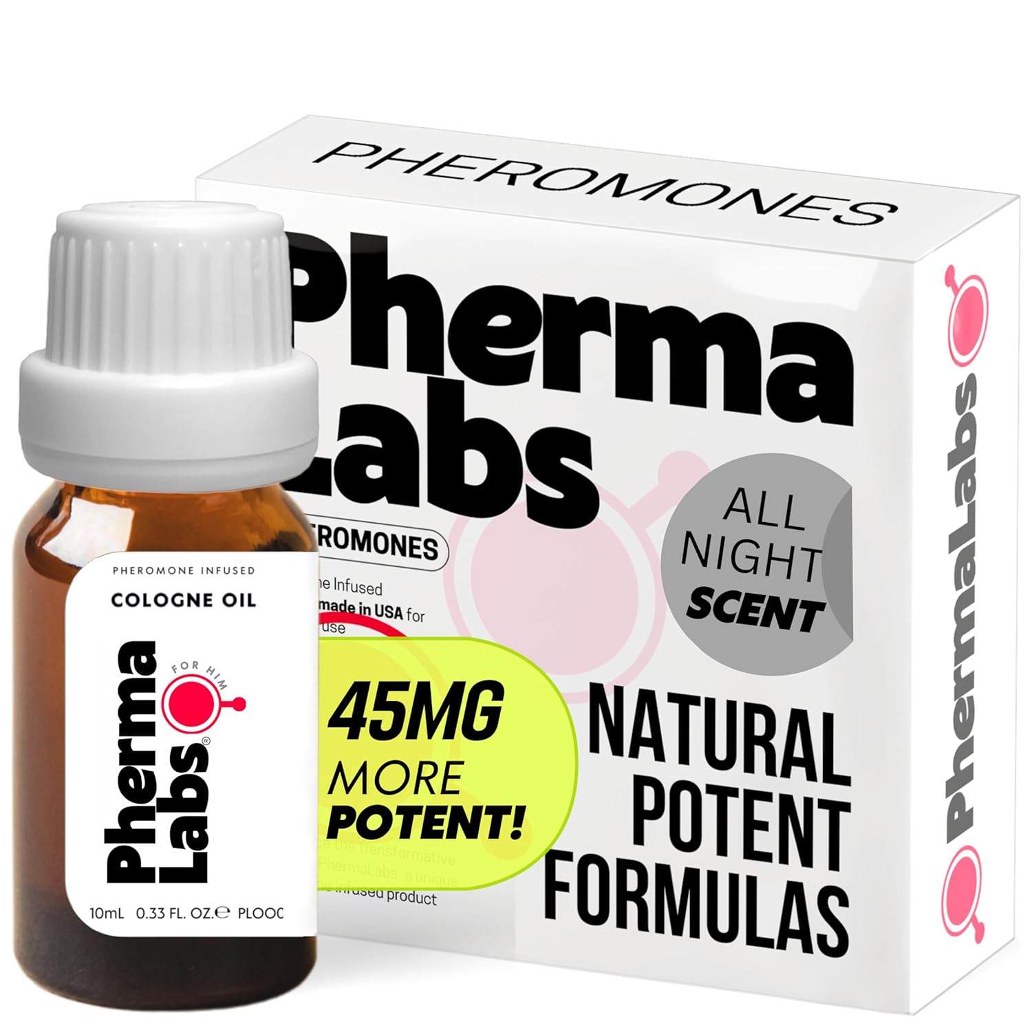 Pheromone Infused Cologne Oil for Him - 10 mL Bottle of Magnetic Charm (All Day Scent [45MG])