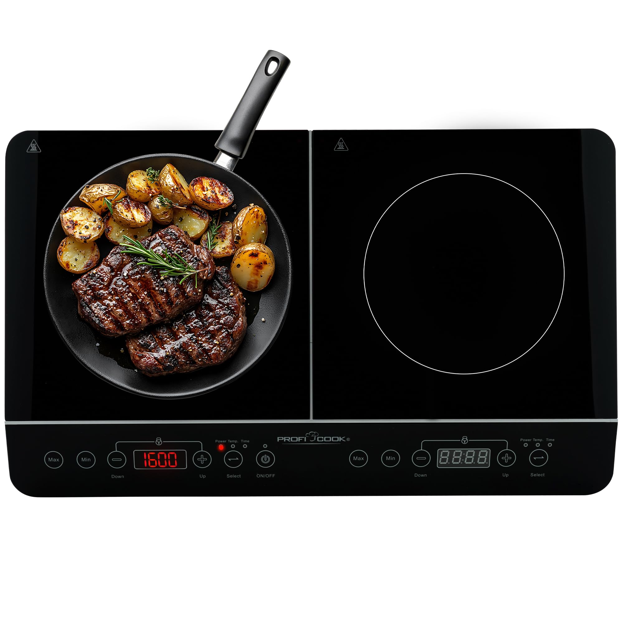 ProfiCook® Induktionskochplatte 2 Platten | heiß in Sekundenschnelle | 10 Stufen | Timer | bis 240°C Induktionsplatte doppelt | Induktionskochfeld 2 Platten | Induktionskochplatte | PC DKI 1067