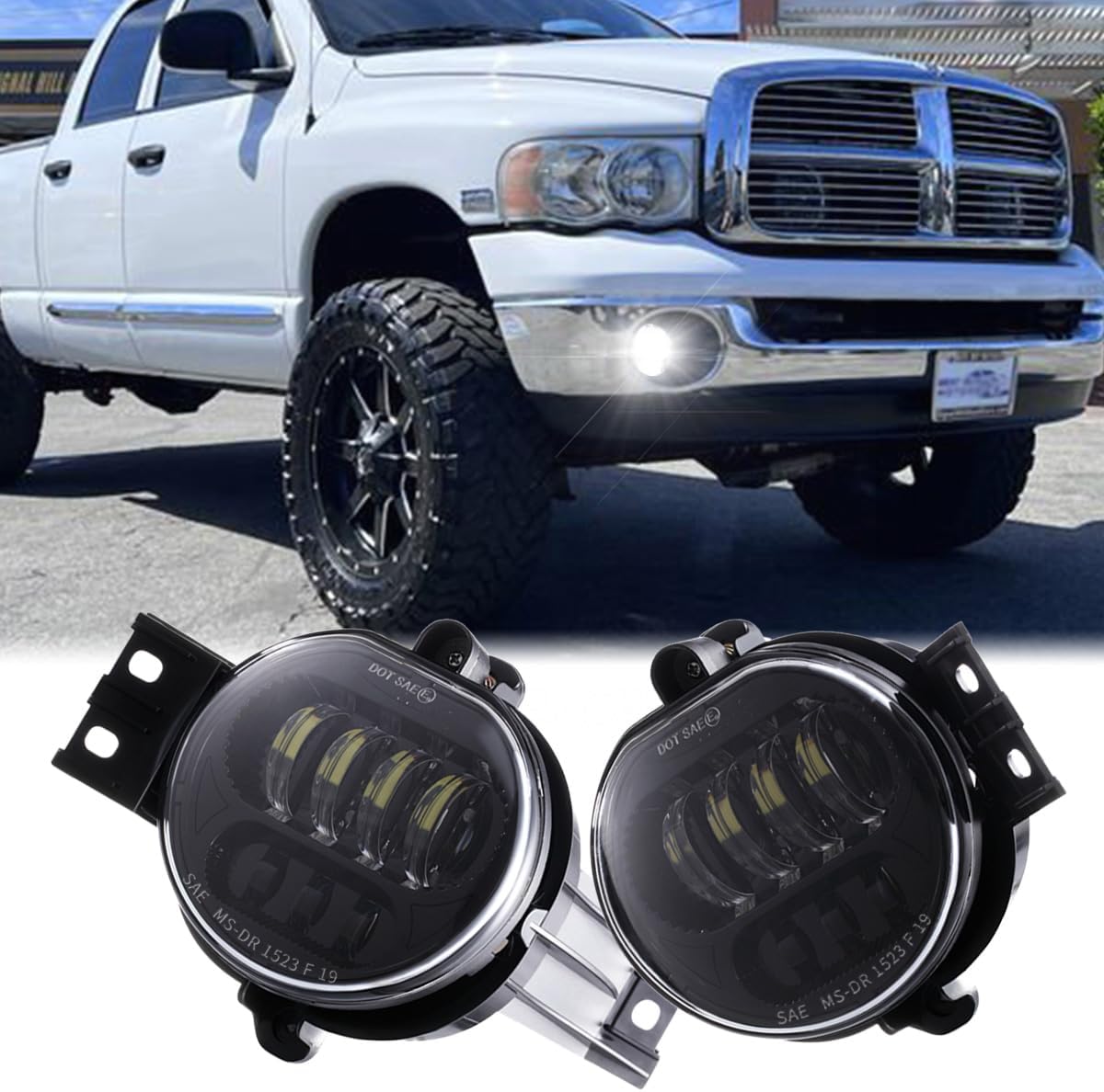 Z-OFFROAD DOT Approved LED Fog Light Assembly Compatible with Dodge Ram 1500 2002 2003 2004 2005 2006 2007 2008 Dodge Ram 2500/3500 2003-2009, 2pcs - Black