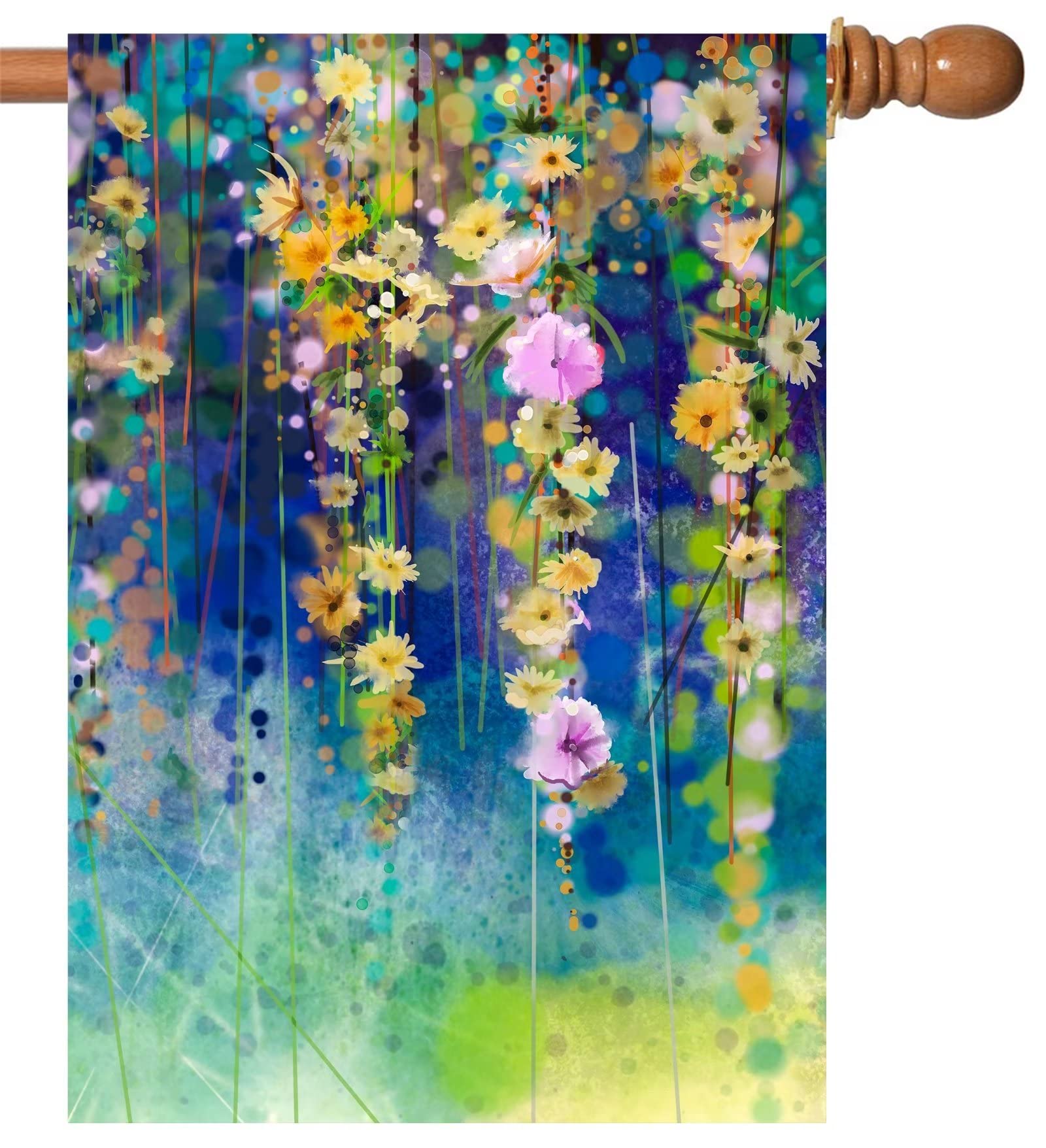 Txtains Aquarell Gartenflagge - 71x102 Cm Doppelseitig, Abstrakte Blumen, Polyester