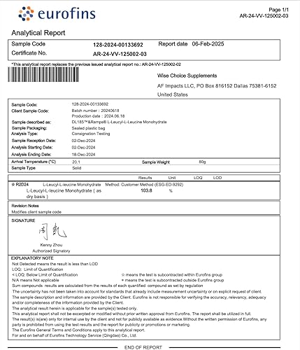 Miniatura 6 de Wise Choice - Suplemento de péptido de dileucina en polvo, 2000 mg de péptido de leucina para crecimiento muscular y recuperación  Apoya la síntesis