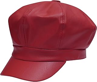 Gorras de piel sintética para mujer, gorra de taxista Gatsby para niñas