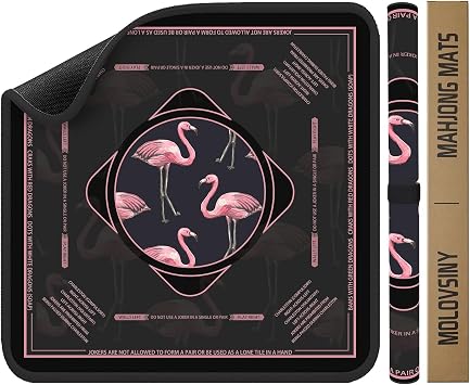 Mahjong Mat 31.5 Inch Square - Non-Slip Durable Table Cover for Mahjong/Card/Domino Games, Rolled Shipping with Storage Pockets & Noise Reduction, Premium Gift for WomenPink Stance
