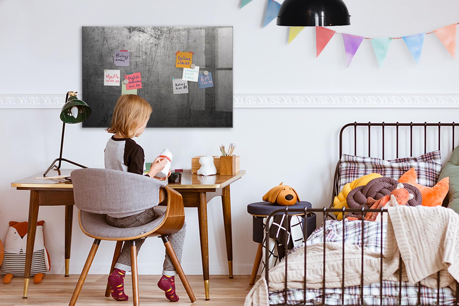 Magnetisches Glas-Whiteboard XL | Ultra starke Neodym-Magnete + Schreibzubehör | Perfekt für Besprechungen, Projekte, Lernräume & kreative Planung- 90x60 - Metallwand