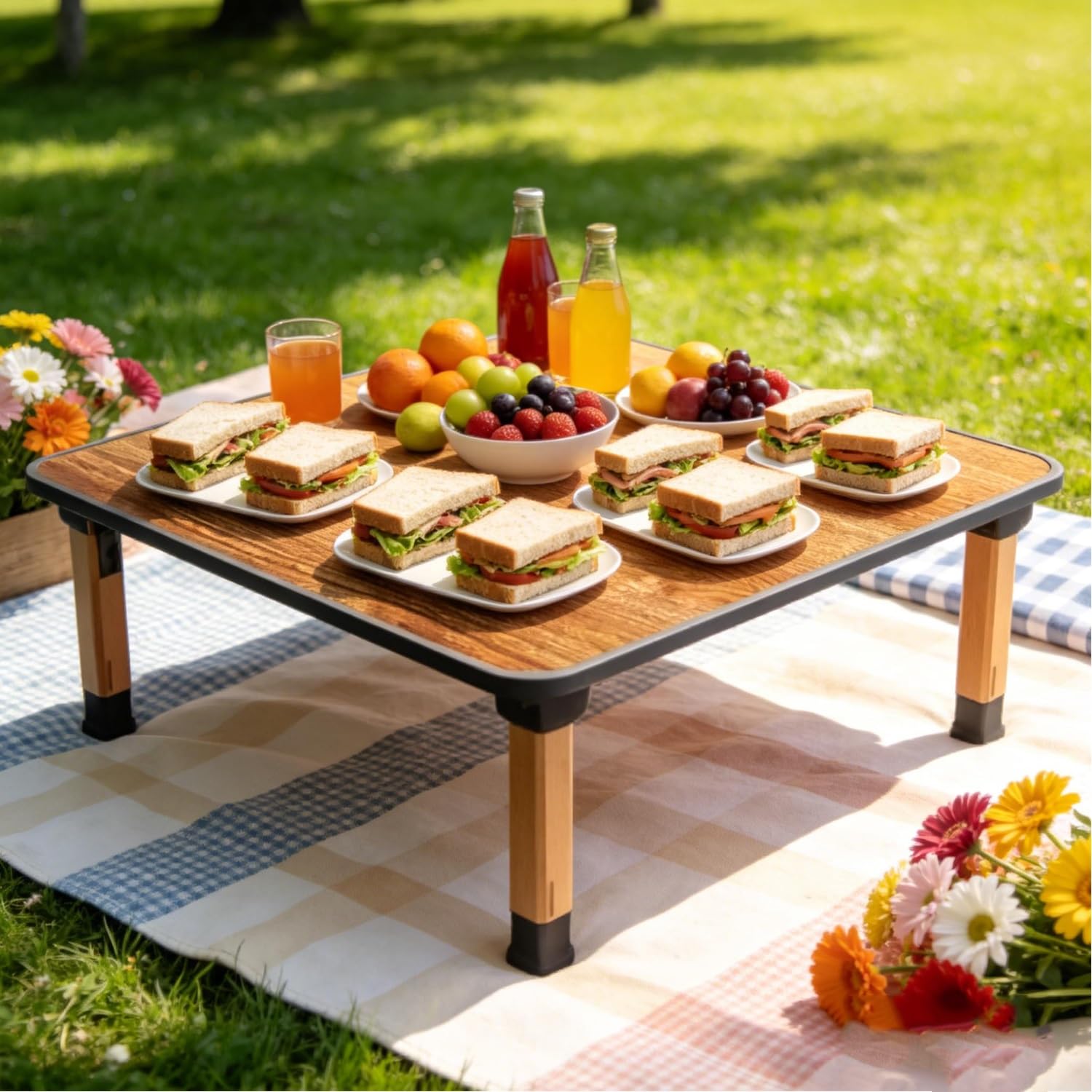 Table basse japonaise pliante gain de place en bois robuste