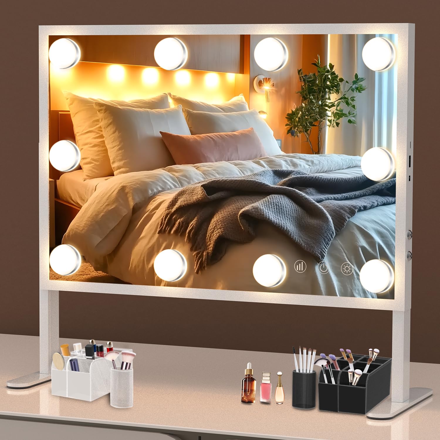BESTOPE PRO Vanity Mirror with Lights, 15.7" x 20.8" Makeup Mirror with Lights and 3 Color Mode, Brightness & Height Adjustable Hollywood Mirror with