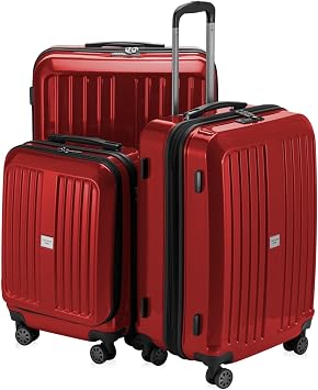HAUPTSTADTKOFFER - X-Berg - Set of 3 Hardside Luggages Suitcase Spinner Trolley S, M & L, TSA, 258 Liter, Red glossy
