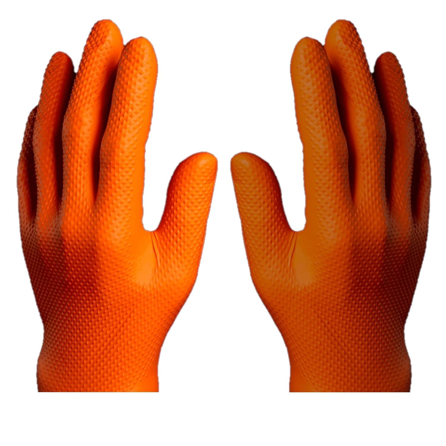 1000 Heavy Duty Orange Disposable Super Strong Diamond Textured Nitrile Gloves 8.5g / 8 Mil โ Powder & Latex Free, Industrial Mechanical, Automotive, Tyre Fitting, Food, Cleaning & Gardening - XXL
