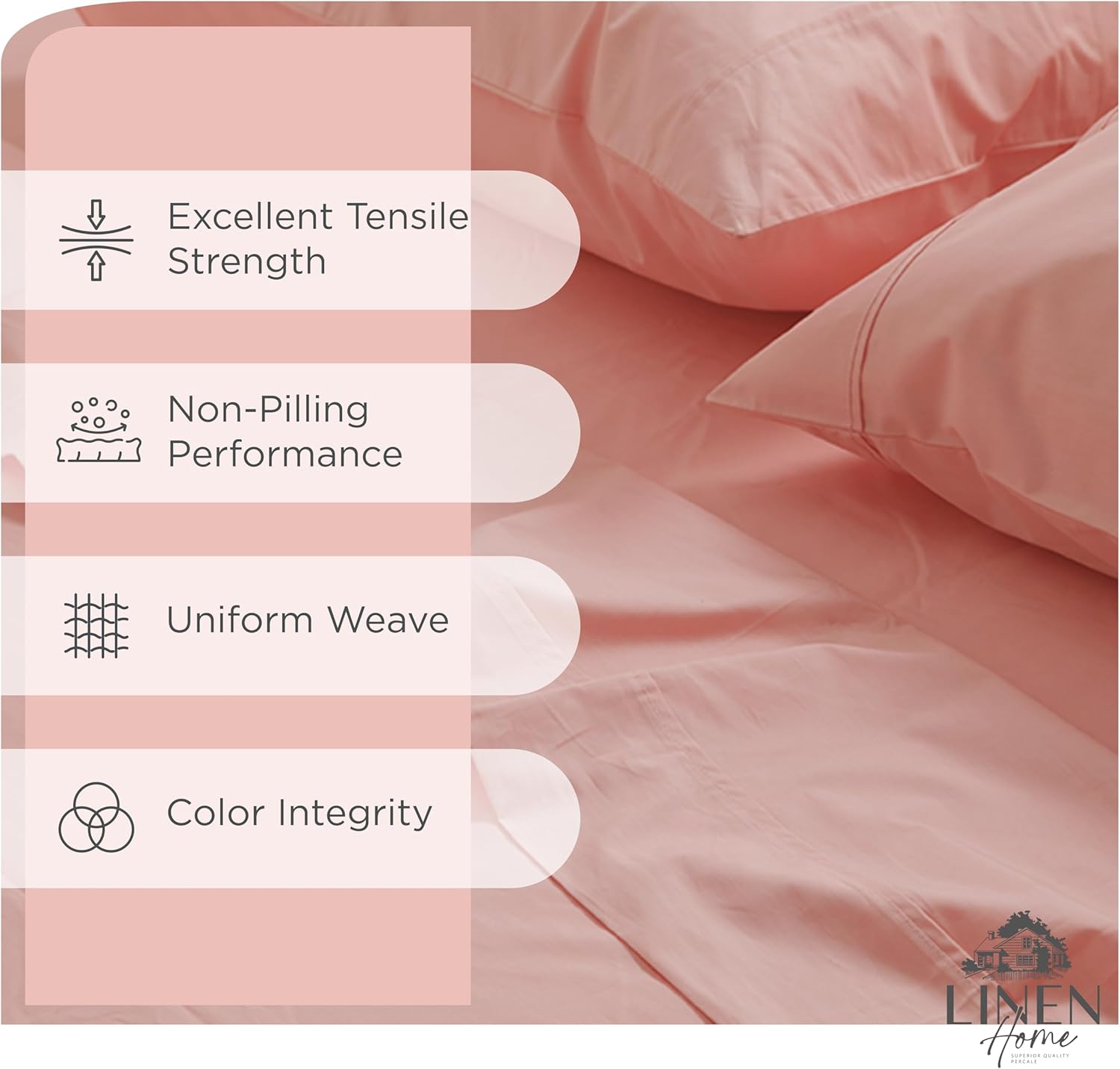  100% Cotton Percale Sheets Twin Size Pack of 2, English Rose, Deep Pocket, 6 Pieces Set- 2 Flat, 2 Fitted and 2 Pillowcases, Crisp Cool and Long Staple Strong Bed  thumbnail