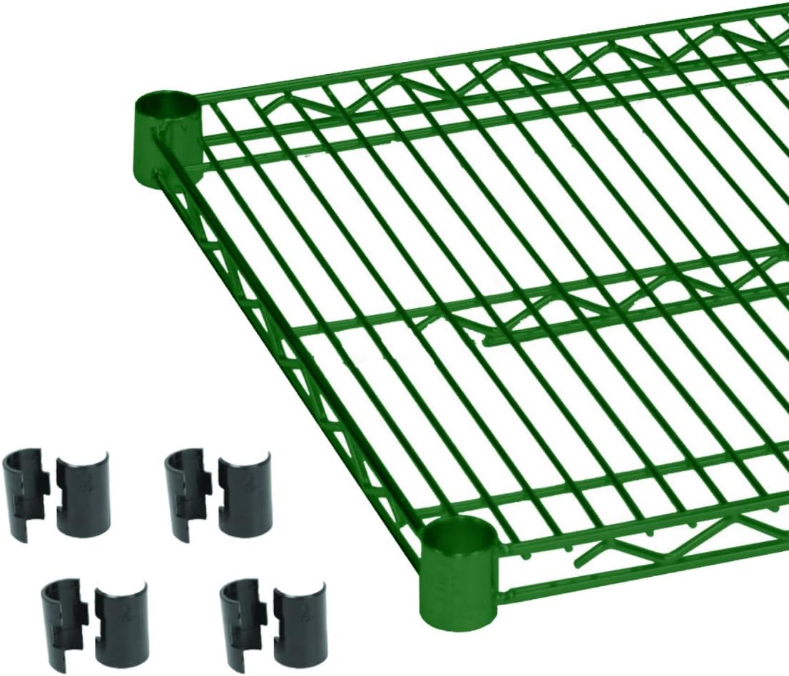 エポキシ樹脂コーティングワイヤーシェルフ 14インチ x 48インチ プラスチックチップ4個付き