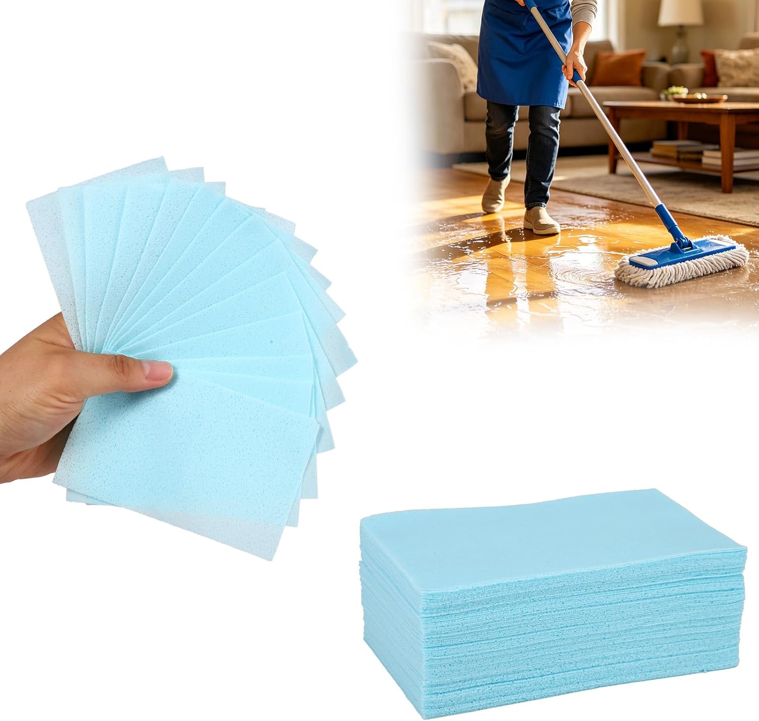 100Pcs Multi-Surface Floor Clean Sheet, Deep Multiple Clean Sheet for Hardwood Tile Laminate Multi-Effect Mopping Floor Cleaner for Home Kitchen Living Room Household Supplies Accessories