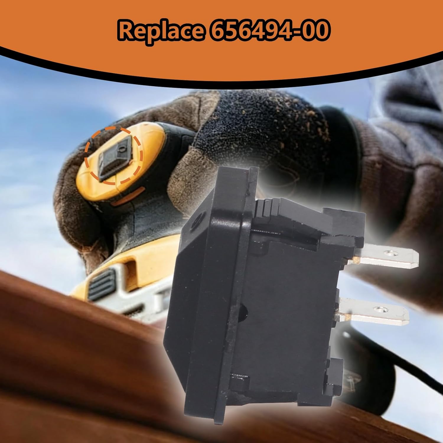 656494-00 Sander Power Switch, Replacement for DeWalt & Porter-Cable Orbital/Palm Sanders, Compatible with D26441, D26451, D26453, DWE6411, DWE6421, DWE6423, 370, 380, 382 and More